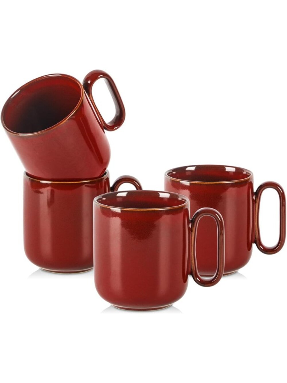 Large 18oz Ceramic Coffee Mug Set - Unique Glazed Stoneware Mugs for Tea & Latte